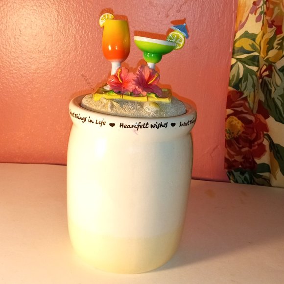 8" INCH YANKEE CANDLE COLORFUL FRUITY DRINK CANDLE HOLDER JAR WITH LID, EMPTY! - Picture 12 of 14